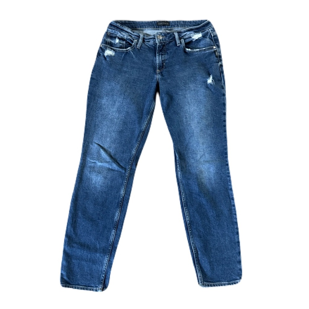 Silver Boyfriend Jeans Medium Wash 29x29